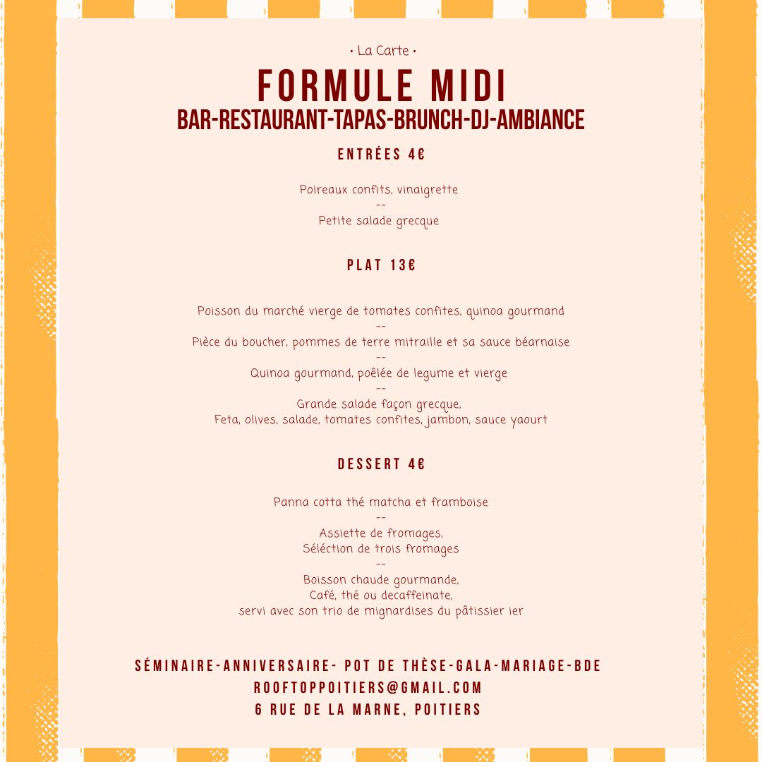 formule midi le rooftop poitiers